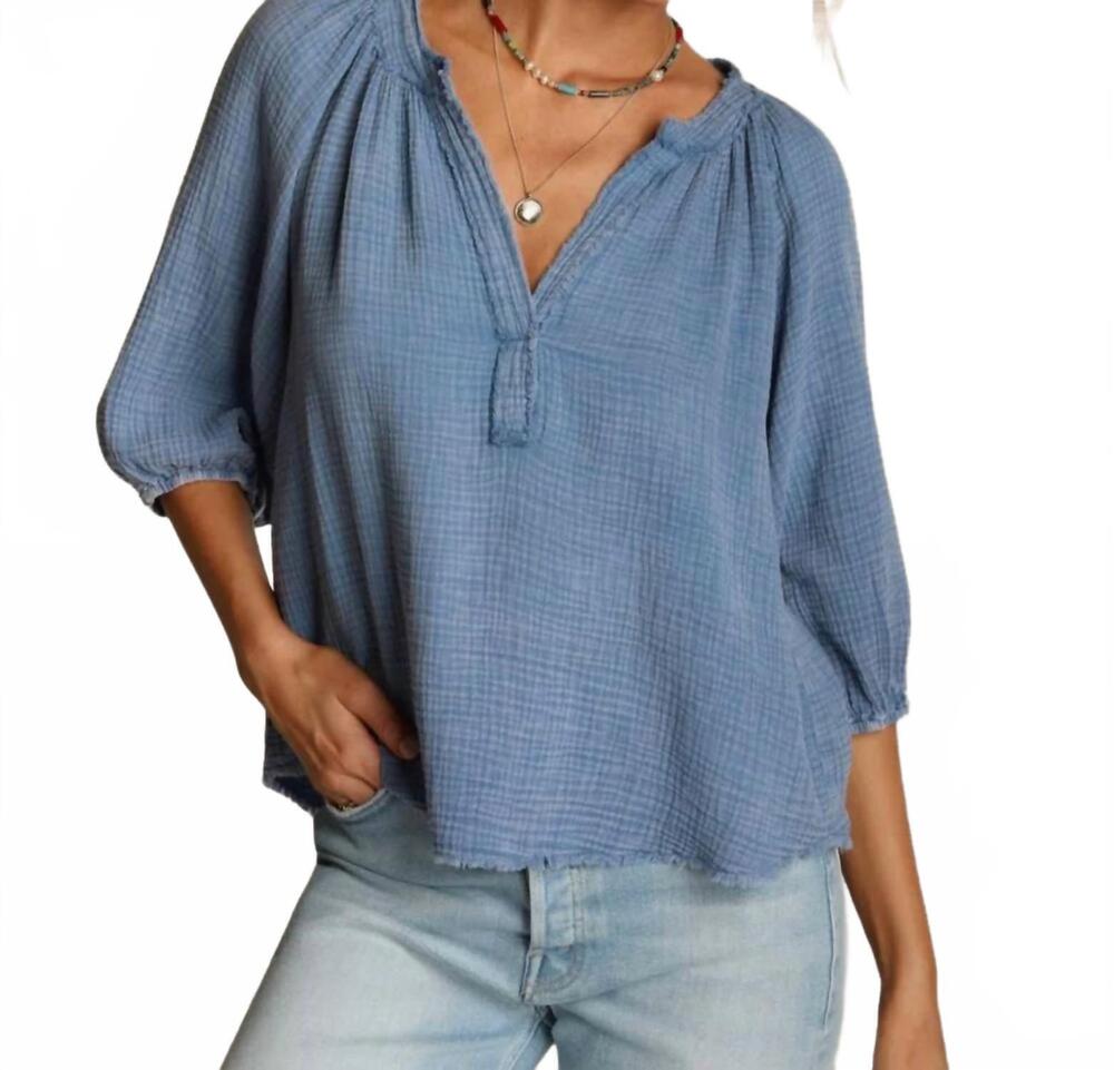 NEW DYLAN jolie top with fringe in vintage blue